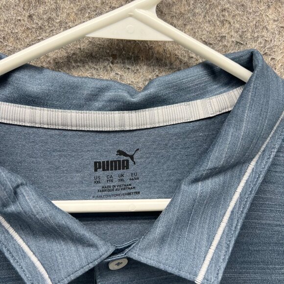 Puma Polo Shirt Mens XXL Blue Heather Ambassador Golf logo Golfer Stretch - Picture 4 of 10
